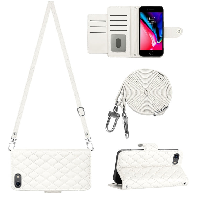 Rhombic Texture Flip Leather Phone Case with Long Lanyard, For iPhone SE 2022 / 2020 / 8 / 7, For iPhone 13 Pro Max, For iPhone 13 Pro, For iPhone 13, For iPhone 12 / 12 Pro, For iPhone 12 Pro Max, For iPhone 11