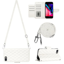 Load image into Gallery viewer, Rhombic Texture Flip Leather Phone Case with Long Lanyard, For iPhone SE 2022 / 2020 / 8 / 7, For iPhone 13 Pro Max, For iPhone 13 Pro, For iPhone 13, For iPhone 12 / 12 Pro, For iPhone 12 Pro Max, For iPhone 11