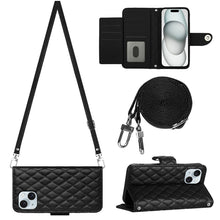 Load image into Gallery viewer, Rhombic Texture Flip Leather Phone Case with Long Lanyard, For iPhone SE 2022 / 2020 / 8 / 7, For iPhone 13 Pro Max, For iPhone 13 Pro, For iPhone 13, For iPhone 12 / 12 Pro, For iPhone 12 Pro Max, For iPhone 11