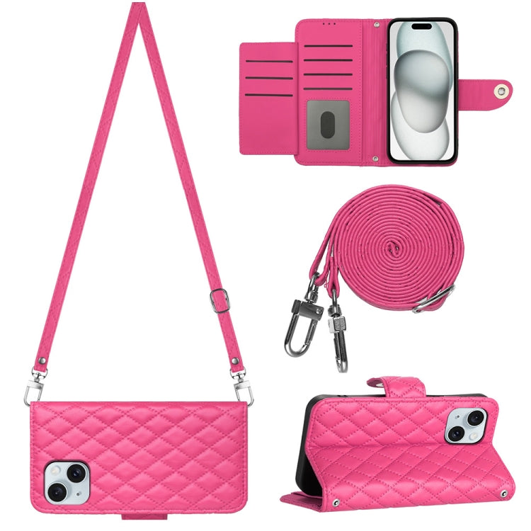 Rhombic Texture Flip Leather Phone Case with Long Lanyard, For iPhone SE 2022 / 2020 / 8 / 7, For iPhone 13 Pro Max, For iPhone 13 Pro, For iPhone 13, For iPhone 12 / 12 Pro, For iPhone 12 Pro Max, For iPhone 11