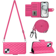 Load image into Gallery viewer, Rhombic Texture Flip Leather Phone Case with Long Lanyard, For iPhone SE 2022 / 2020 / 8 / 7, For iPhone 13 Pro Max, For iPhone 13 Pro, For iPhone 13, For iPhone 12 / 12 Pro, For iPhone 12 Pro Max, For iPhone 11