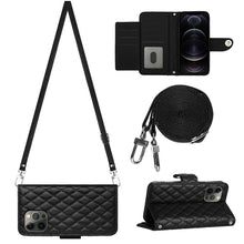 Load image into Gallery viewer, Rhombic Texture Flip Leather Phone Case with Long Lanyard, For iPhone SE 2022 / 2020 / 8 / 7, For iPhone 13 Pro Max, For iPhone 13 Pro, For iPhone 13, For iPhone 12 / 12 Pro, For iPhone 12 Pro Max, For iPhone 11