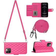 Load image into Gallery viewer, Rhombic Texture Flip Leather Phone Case with Long Lanyard, For iPhone SE 2022 / 2020 / 8 / 7, For iPhone 13 Pro Max, For iPhone 13 Pro, For iPhone 13, For iPhone 12 / 12 Pro, For iPhone 12 Pro Max, For iPhone 11