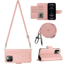 Load image into Gallery viewer, Rhombic Texture Flip Leather Phone Case with Long Lanyard, For iPhone SE 2022 / 2020 / 8 / 7, For iPhone 13 Pro Max, For iPhone 13 Pro, For iPhone 13, For iPhone 12 / 12 Pro, For iPhone 12 Pro Max, For iPhone 11