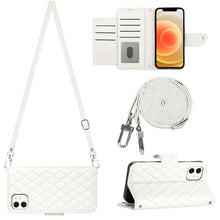 Load image into Gallery viewer, Rhombic Texture Flip Leather Phone Case with Long Lanyard, For iPhone SE 2022 / 2020 / 8 / 7, For iPhone 13 Pro Max, For iPhone 13 Pro, For iPhone 13, For iPhone 12 / 12 Pro, For iPhone 12 Pro Max, For iPhone 11