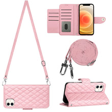 Load image into Gallery viewer, Rhombic Texture Flip Leather Phone Case with Long Lanyard, For iPhone SE 2022 / 2020 / 8 / 7, For iPhone 13 Pro Max, For iPhone 13 Pro, For iPhone 13, For iPhone 12 / 12 Pro, For iPhone 12 Pro Max, For iPhone 11