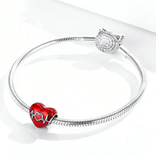 Load image into Gallery viewer, S925 Sterling Silver Pendant Love Heartbeat Red Love Heart Line Illustration Beads DIY Bracelet Necklace Accessories
