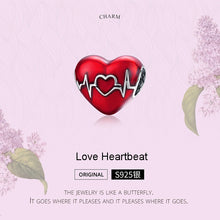 Load image into Gallery viewer, S925 Sterling Silver Pendant Love Heartbeat Red Love Heart Line Illustration Beads DIY Bracelet Necklace Accessories
