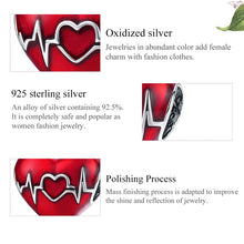 Load image into Gallery viewer, S925 Sterling Silver Pendant Love Heartbeat Red Love Heart Line Illustration Beads DIY Bracelet Necklace Accessories