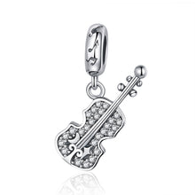 Load image into Gallery viewer, S925 Pure Silver Violin With Zircon DIY Pendant Accessories