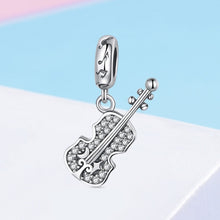 Load image into Gallery viewer, S925 Pure Silver Violin With Zircon DIY Pendant Accessories