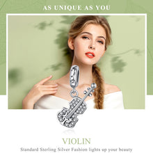 Load image into Gallery viewer, S925 Pure Silver Violin With Zircon DIY Pendant Accessories