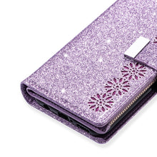 Load image into Gallery viewer, Multi-card Slots Starry Sky Laser Carving Glitter Zipper Horizontal Flip Leather Case with Holder &amp; Wallet &amp; Lanyard, For Samsung Galaxy A20e /  A10e, For Samsung Galaxy A40, For Samsung Galaxy M40 / A60, For Samsung Galaxy A6 (2018)                   ...