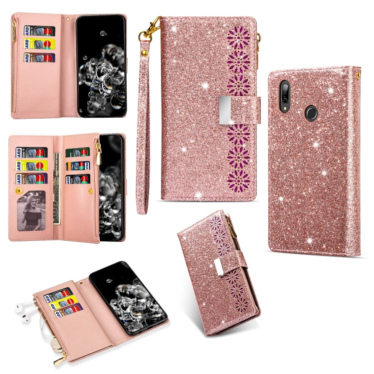 Multi-card Slots Starry Sky Laser Carving Glitter Zipper Horizontal Flip Leather Case with Holder & Wallet & Lanyard, For Samsung Galaxy A20e /  A10e, For Samsung Galaxy A40, For Samsung Galaxy M40 / A60, For Samsung Galaxy A6 (2018)                   ...