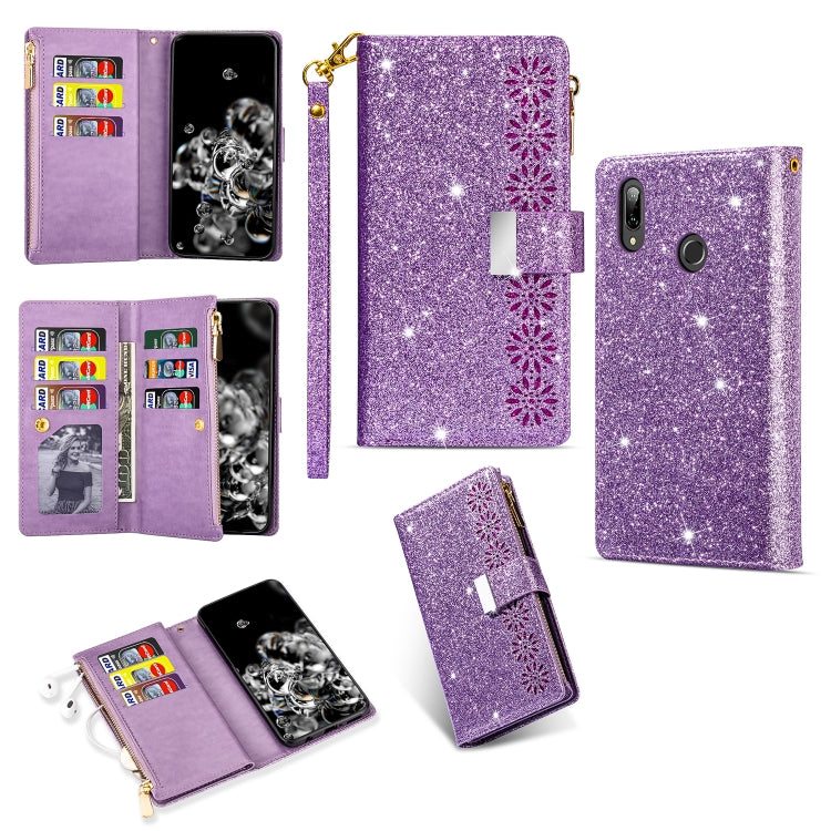 Multi-card Slots Starry Sky Laser Carving Glitter Zipper Horizontal Flip Leather Case with Holder & Wallet & Lanyard, For Samsung Galaxy A20e /  A10e, For Samsung Galaxy A40, For Samsung Galaxy M40 / A60, For Samsung Galaxy A6 (2018)                   ...