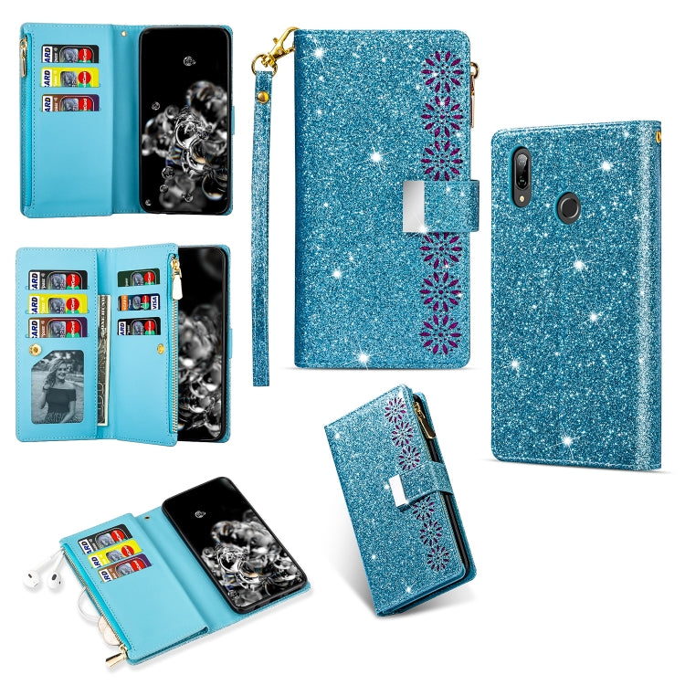 Multi-card Slots Starry Sky Laser Carving Glitter Zipper Horizontal Flip Leather Case with Holder & Wallet & Lanyard, For Samsung Galaxy A20e /  A10e, For Samsung Galaxy A40, For Samsung Galaxy M40 / A60, For Samsung Galaxy A6 (2018)                   ...