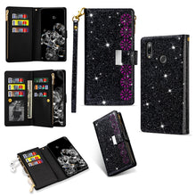 Load image into Gallery viewer, Multi-card Slots Starry Sky Laser Carving Glitter Zipper Horizontal Flip Leather Case with Holder &amp; Wallet &amp; Lanyard, For Samsung Galaxy A20e /  A10e, For Samsung Galaxy A40, For Samsung Galaxy M40 / A60, For Samsung Galaxy A6 (2018)                   ...