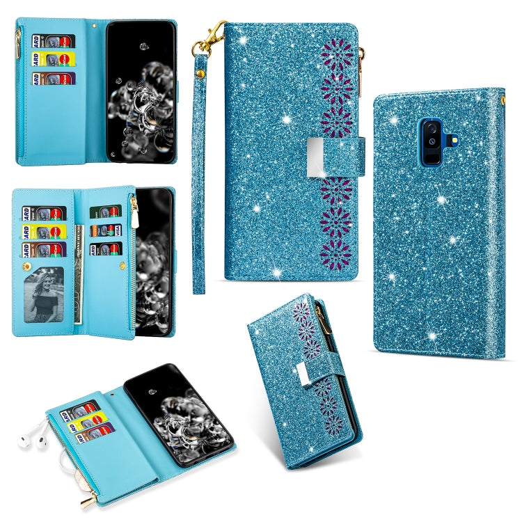 Multi-card Slots Starry Sky Laser Carving Glitter Zipper Horizontal Flip Leather Case with Holder & Wallet & Lanyard, For Samsung Galaxy A20e /  A10e, For Samsung Galaxy A40, For Samsung Galaxy M40 / A60, For Samsung Galaxy A6 (2018)                   ...