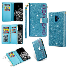 Load image into Gallery viewer, Multi-card Slots Starry Sky Laser Carving Glitter Zipper Horizontal Flip Leather Case with Holder &amp; Wallet &amp; Lanyard, For Samsung Galaxy A20e /  A10e, For Samsung Galaxy A40, For Samsung Galaxy M40 / A60, For Samsung Galaxy A6 (2018)                   ...