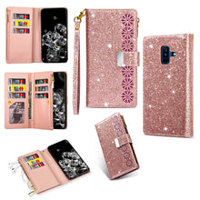 Load image into Gallery viewer, Multi-card Slots Starry Sky Laser Carving Glitter Zipper Horizontal Flip Leather Case with Holder &amp; Wallet &amp; Lanyard, For Samsung Galaxy A20e /  A10e, For Samsung Galaxy A40, For Samsung Galaxy M40 / A60, For Samsung Galaxy A6 (2018)                   ...