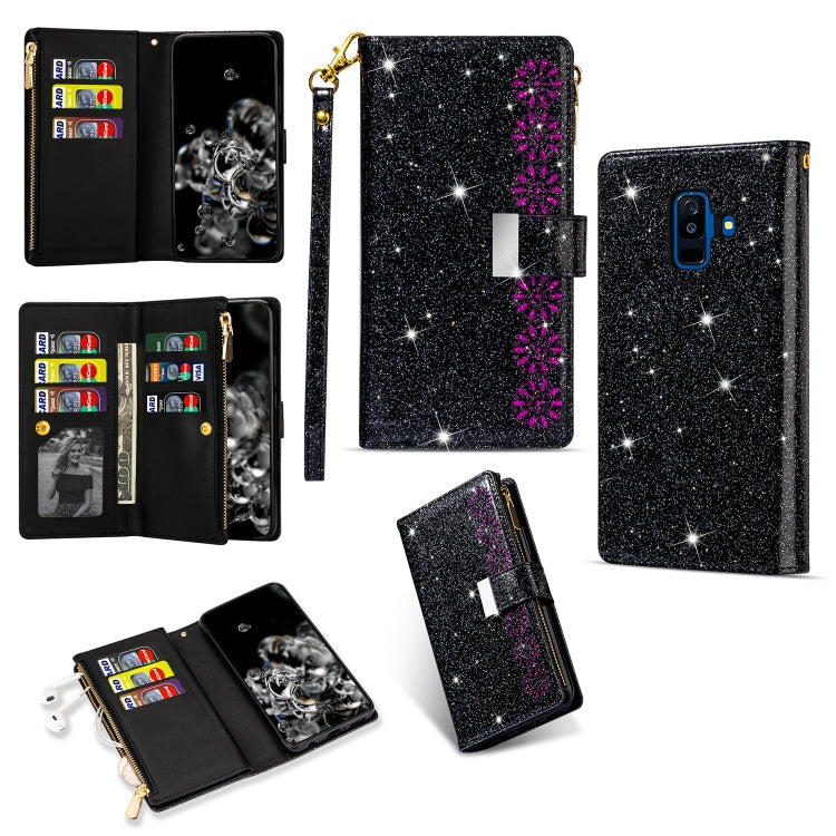 Multi-card Slots Starry Sky Laser Carving Glitter Zipper Horizontal Flip Leather Case with Holder & Wallet & Lanyard, For Samsung Galaxy A20e /  A10e, For Samsung Galaxy A40, For Samsung Galaxy M40 / A60, For Samsung Galaxy A6 (2018)                   ...