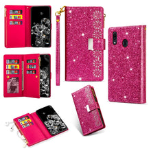 Load image into Gallery viewer, Multi-card Slots Starry Sky Laser Carving Glitter Zipper Horizontal Flip Leather Case with Holder &amp; Wallet &amp; Lanyard, For Samsung Galaxy A20e /  A10e, For Samsung Galaxy A40, For Samsung Galaxy M40 / A60, For Samsung Galaxy A6 (2018)                   ...
