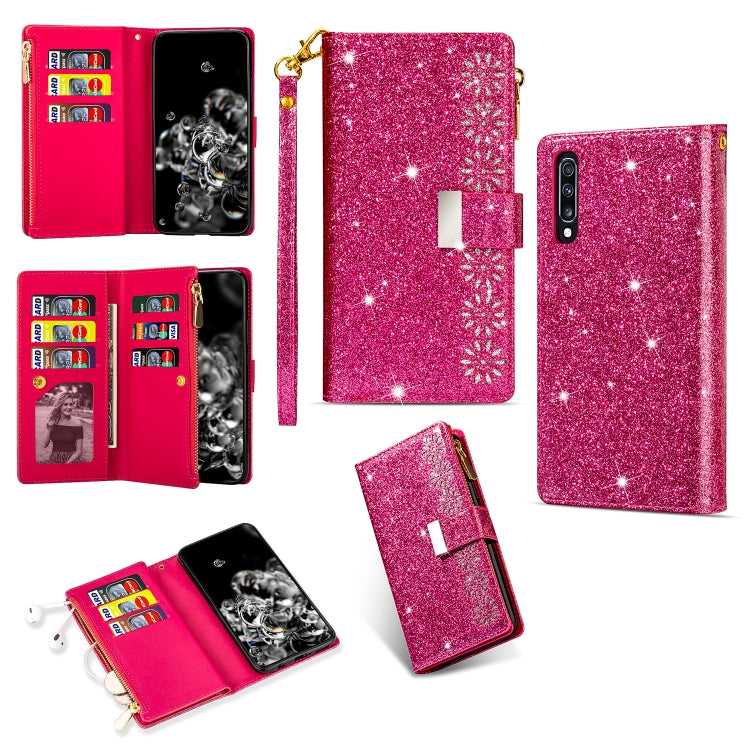 Multi-card Slots Starry Sky Laser Carving Glitter Zipper Horizontal Flip Leather Case with Holder & Wallet & Lanyard, For Samsung Galaxy A20e /  A10e, For Samsung Galaxy A40, For Samsung Galaxy M40 / A60, For Samsung Galaxy A6 (2018)                   ...