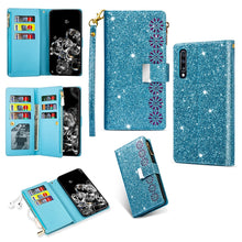 Load image into Gallery viewer, Multi-card Slots Starry Sky Laser Carving Glitter Zipper Horizontal Flip Leather Case with Holder &amp; Wallet &amp; Lanyard, For Samsung Galaxy A20e /  A10e, For Samsung Galaxy A40, For Samsung Galaxy M40 / A60, For Samsung Galaxy A6 (2018)                   ...
