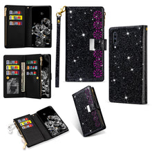 Load image into Gallery viewer, Multi-card Slots Starry Sky Laser Carving Glitter Zipper Horizontal Flip Leather Case with Holder &amp; Wallet &amp; Lanyard, For Samsung Galaxy A20e /  A10e, For Samsung Galaxy A40, For Samsung Galaxy M40 / A60, For Samsung Galaxy A6 (2018)                   ...