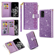 Load image into Gallery viewer, Multi-card Slots Starry Sky Laser Carving Glitter Zipper Horizontal Flip Leather Case with Holder &amp; Wallet &amp; Lanyard, For Samsung Galaxy A20e /  A10e, For Samsung Galaxy A40, For Samsung Galaxy M40 / A60, For Samsung Galaxy A6 (2018)                   ...