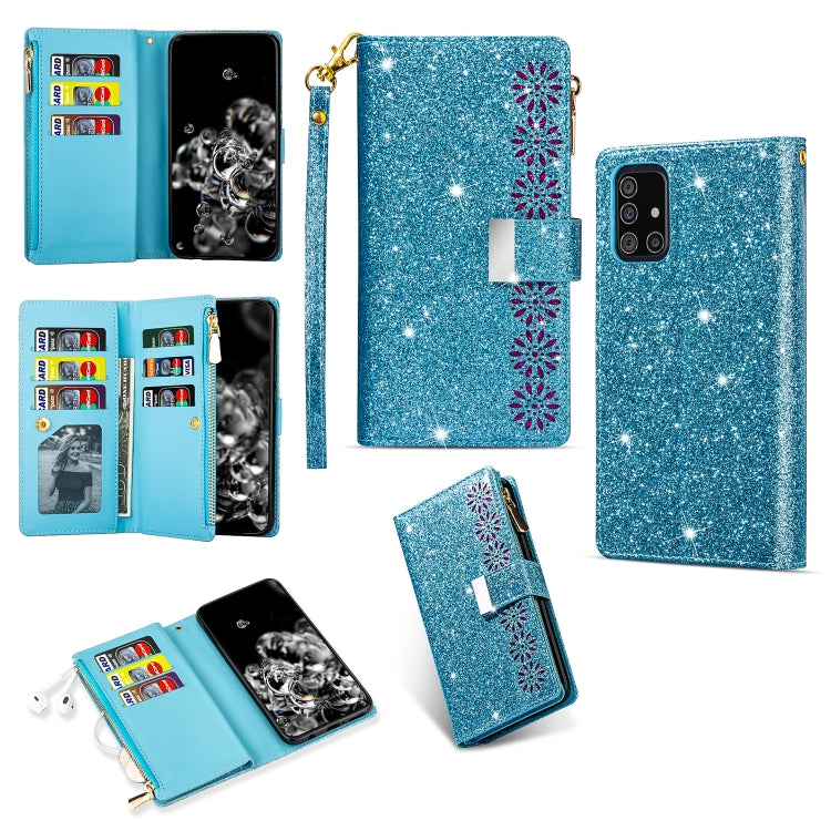 Multi-card Slots Starry Sky Laser Carving Glitter Zipper Horizontal Flip Leather Case with Holder & Wallet & Lanyard, For Samsung Galaxy A20e /  A10e, For Samsung Galaxy A40, For Samsung Galaxy M40 / A60, For Samsung Galaxy A6 (2018)                   ...