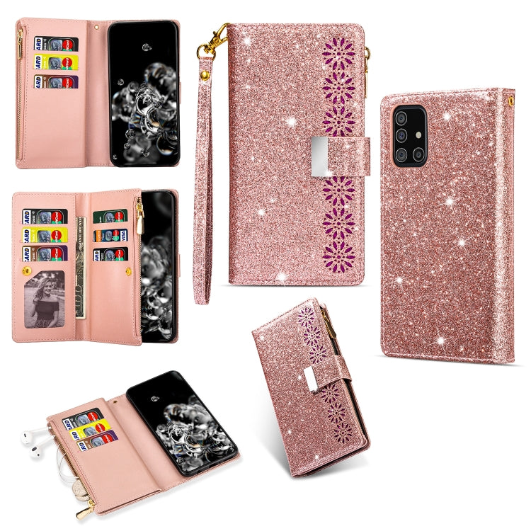 Multi-card Slots Starry Sky Laser Carving Glitter Zipper Horizontal Flip Leather Case with Holder & Wallet & Lanyard, For Samsung Galaxy A20e /  A10e, For Samsung Galaxy A40, For Samsung Galaxy M40 / A60, For Samsung Galaxy A6 (2018)                   ...