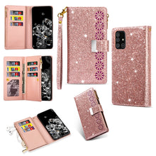 Load image into Gallery viewer, Multi-card Slots Starry Sky Laser Carving Glitter Zipper Horizontal Flip Leather Case with Holder &amp; Wallet &amp; Lanyard, For Samsung Galaxy A20e /  A10e, For Samsung Galaxy A40, For Samsung Galaxy M40 / A60, For Samsung Galaxy A6 (2018)                   ...