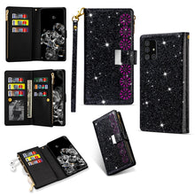 Load image into Gallery viewer, Multi-card Slots Starry Sky Laser Carving Glitter Zipper Horizontal Flip Leather Case with Holder &amp; Wallet &amp; Lanyard, For Samsung Galaxy A20e /  A10e, For Samsung Galaxy A40, For Samsung Galaxy M40 / A60, For Samsung Galaxy A6 (2018)                   ...