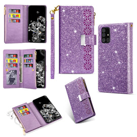 Multi-card Slots Starry Sky Laser Carving Glitter Zipper Horizontal Flip Leather Case with Holder & Wallet & Lanyard, For Samsung Galaxy A51, For Samsung Galaxy A81 / Note 10 Lite / M60s, For Samsung Galaxy A91 / S10 Lite / M80s                        ...