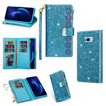 Load image into Gallery viewer, Multi-card Slots Starry Sky Laser Carving Glitter Zipper Horizontal Flip Leather Case with Holder &amp; Wallet &amp; Lanyard, For Samsung Galaxy S8, For Samsung Galaxy S8+, For Samsung Galaxy S9, For Samsung Galaxy S9+, For Samsung Galaxy S10                  ...