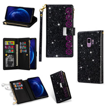 Load image into Gallery viewer, Multi-card Slots Starry Sky Laser Carving Glitter Zipper Horizontal Flip Leather Case with Holder &amp; Wallet &amp; Lanyard, For Samsung Galaxy S8, For Samsung Galaxy S8+, For Samsung Galaxy S9, For Samsung Galaxy S9+, For Samsung Galaxy S10                  ...