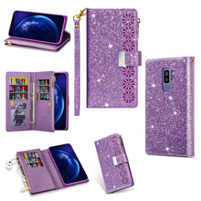 Load image into Gallery viewer, Multi-card Slots Starry Sky Laser Carving Glitter Zipper Horizontal Flip Leather Case with Holder &amp; Wallet &amp; Lanyard, For Samsung Galaxy S8, For Samsung Galaxy S8+, For Samsung Galaxy S9, For Samsung Galaxy S9+, For Samsung Galaxy S10                  ...