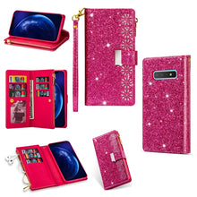 Load image into Gallery viewer, Multi-card Slots Starry Sky Laser Carving Glitter Zipper Horizontal Flip Leather Case with Holder &amp; Wallet &amp; Lanyard, For Samsung Galaxy S8, For Samsung Galaxy S8+, For Samsung Galaxy S9, For Samsung Galaxy S9+, For Samsung Galaxy S10                  ...