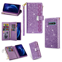 Load image into Gallery viewer, Multi-card Slots Starry Sky Laser Carving Glitter Zipper Horizontal Flip Leather Case with Holder &amp; Wallet &amp; Lanyard, For Samsung Galaxy S8, For Samsung Galaxy S8+, For Samsung Galaxy S9, For Samsung Galaxy S9+, For Samsung Galaxy S10                  ...