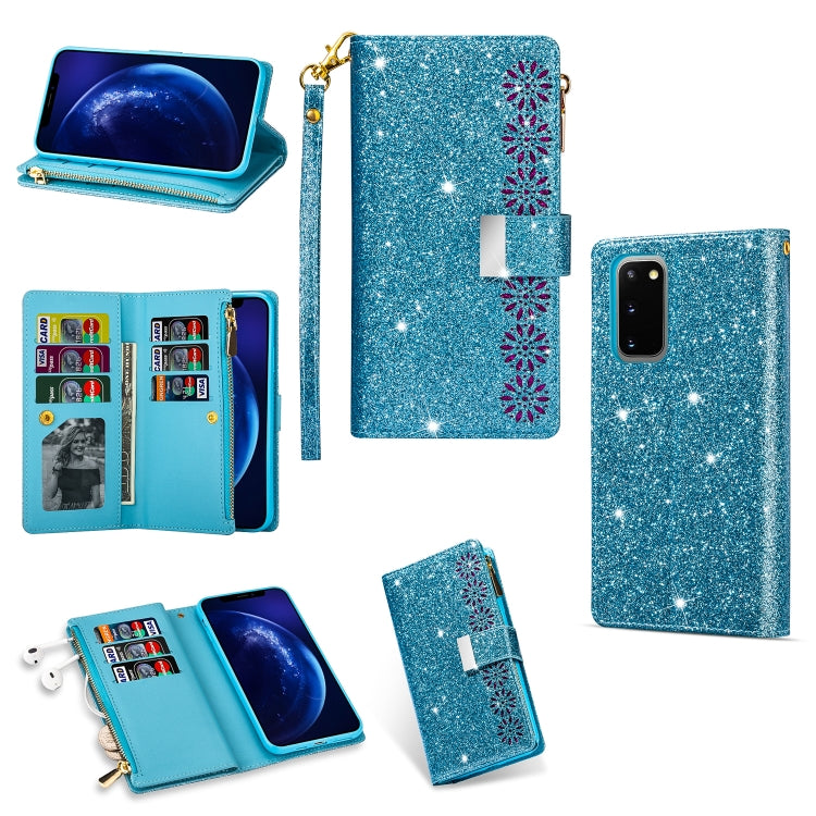Multi-card Slots Starry Sky Laser Carving Glitter Zipper Horizontal Flip Leather Case with Holder & Wallet & Lanyard, For Samsung Galaxy S8, For Samsung Galaxy S8+, For Samsung Galaxy S9, For Samsung Galaxy S9+, For Samsung Galaxy S10                  ...