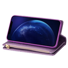 Load image into Gallery viewer, Multi-card Slots Starry Sky Laser Carving Glitter Zipper Horizontal Flip Leather Case with Holder &amp; Wallet &amp; Lanyard