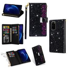 Load image into Gallery viewer, Multi-card Slots Starry Sky Laser Carving Glitter Zipper Horizontal Flip Leather Case with Holder &amp; Wallet &amp; Lanyard