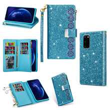 Load image into Gallery viewer, Multi-card Slots Starry Sky Laser Carving Glitter Zipper Horizontal Flip Leather Case with Holder &amp; Wallet &amp; Lanyard