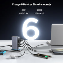 Load image into Gallery viewer, JOYROOM JR-TCM02 6 in 1 65W GaN 4 USB-C &amp; 2 USB-A Multi-port Charger, EU Plug, UK Plug