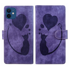 Load image into Gallery viewer, Pen Heart Cat Embossed Leather Phone Case, For iPhone 13 mini, For iPhone 12, For iPhone 12 Pro Max, For iPhone 12 Pro, For iPhone 12 mini, For iPhone 11 Pro Max, For iPhone 11, For iPhone 11 Pro