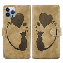 Load image into Gallery viewer, Pen Heart Cat Embossed Leather Phone Case, For iPhone 13 mini, For iPhone 12, For iPhone 12 Pro Max, For iPhone 12 Pro, For iPhone 12 mini, For iPhone 11 Pro Max, For iPhone 11, For iPhone 11 Pro