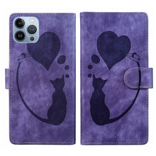 Load image into Gallery viewer, Pen Heart Cat Embossed Leather Phone Case, For iPhone 13 mini, For iPhone 12, For iPhone 12 Pro Max, For iPhone 12 Pro, For iPhone 12 mini, For iPhone 11 Pro Max, For iPhone 11, For iPhone 11 Pro