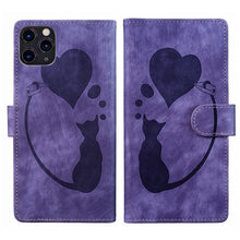 Load image into Gallery viewer, Pen Heart Cat Embossed Leather Phone Case, For iPhone 13 mini, For iPhone 12, For iPhone 12 Pro Max, For iPhone 12 Pro, For iPhone 12 mini, For iPhone 11 Pro Max, For iPhone 11, For iPhone 11 Pro