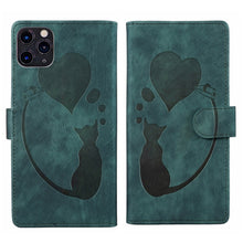 Load image into Gallery viewer, Pen Heart Cat Embossed Leather Phone Case, For iPhone 13 mini, For iPhone 12, For iPhone 12 Pro Max, For iPhone 12 Pro, For iPhone 12 mini, For iPhone 11 Pro Max, For iPhone 11, For iPhone 11 Pro